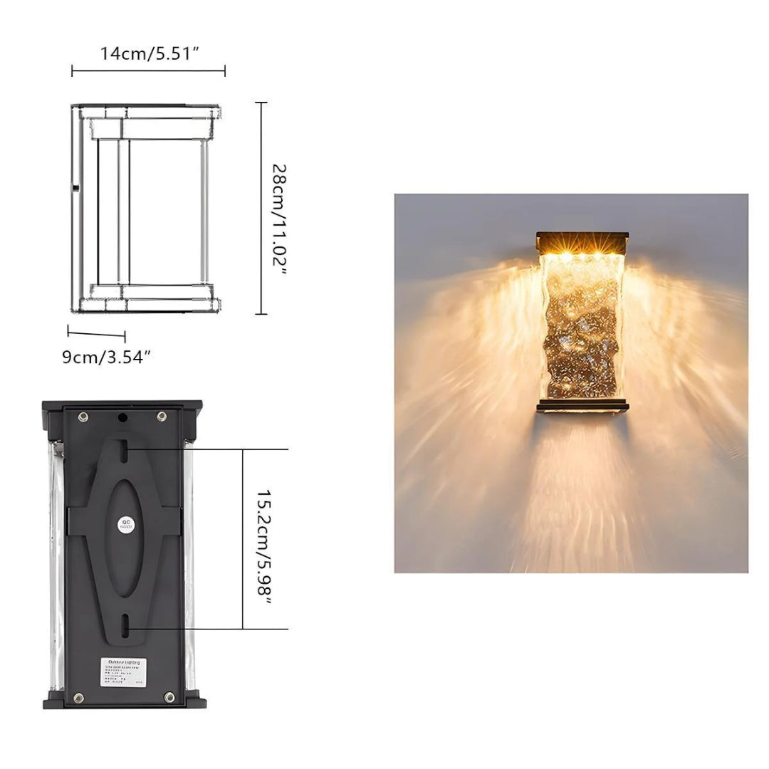 Zewnętrzna lampa ścienna z teksturowanego szkła – widok produktu 10 | Nuvira Home