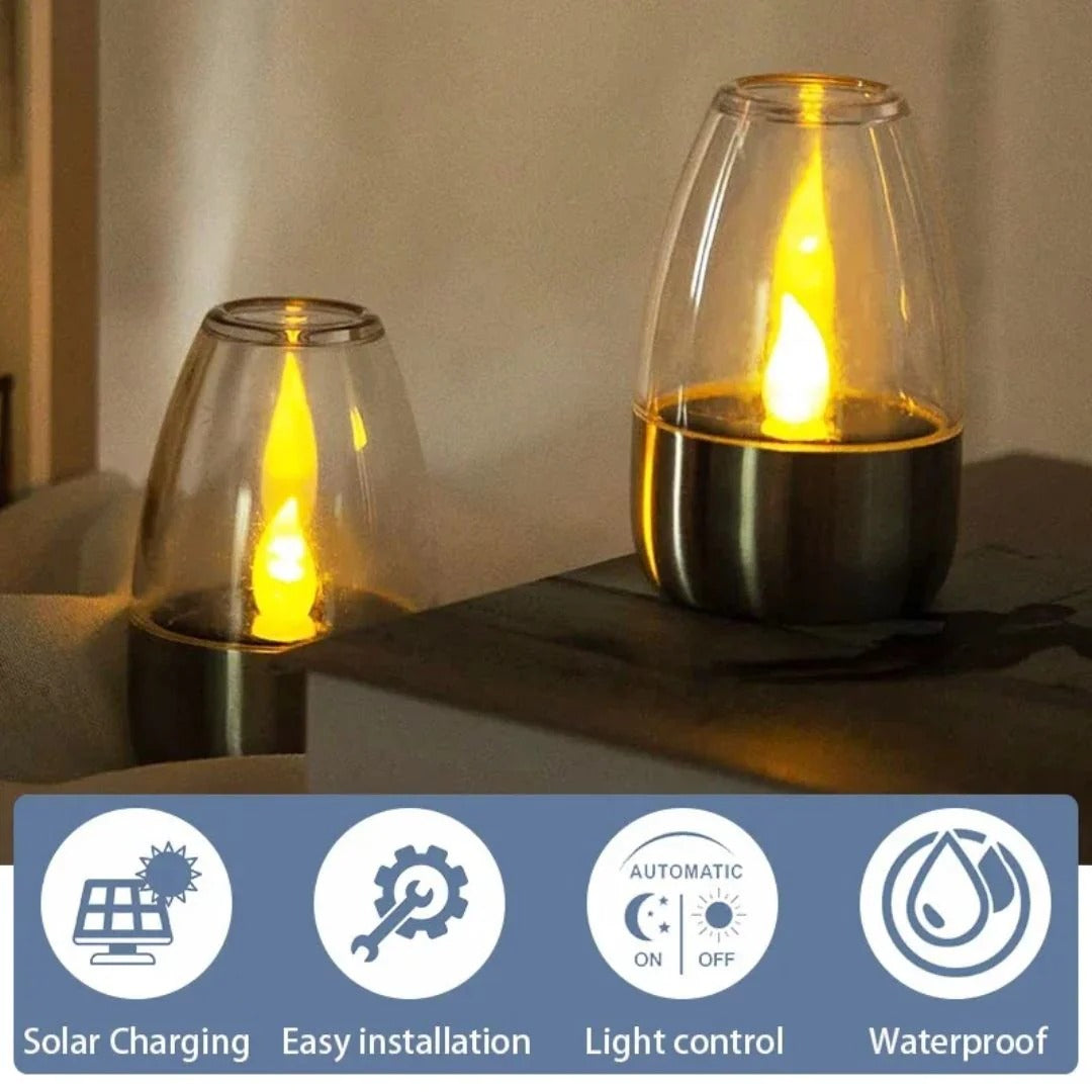 Zewnętrzna solarna lampa LED w formie świecy – widok produktu 6 | Nuvira Home