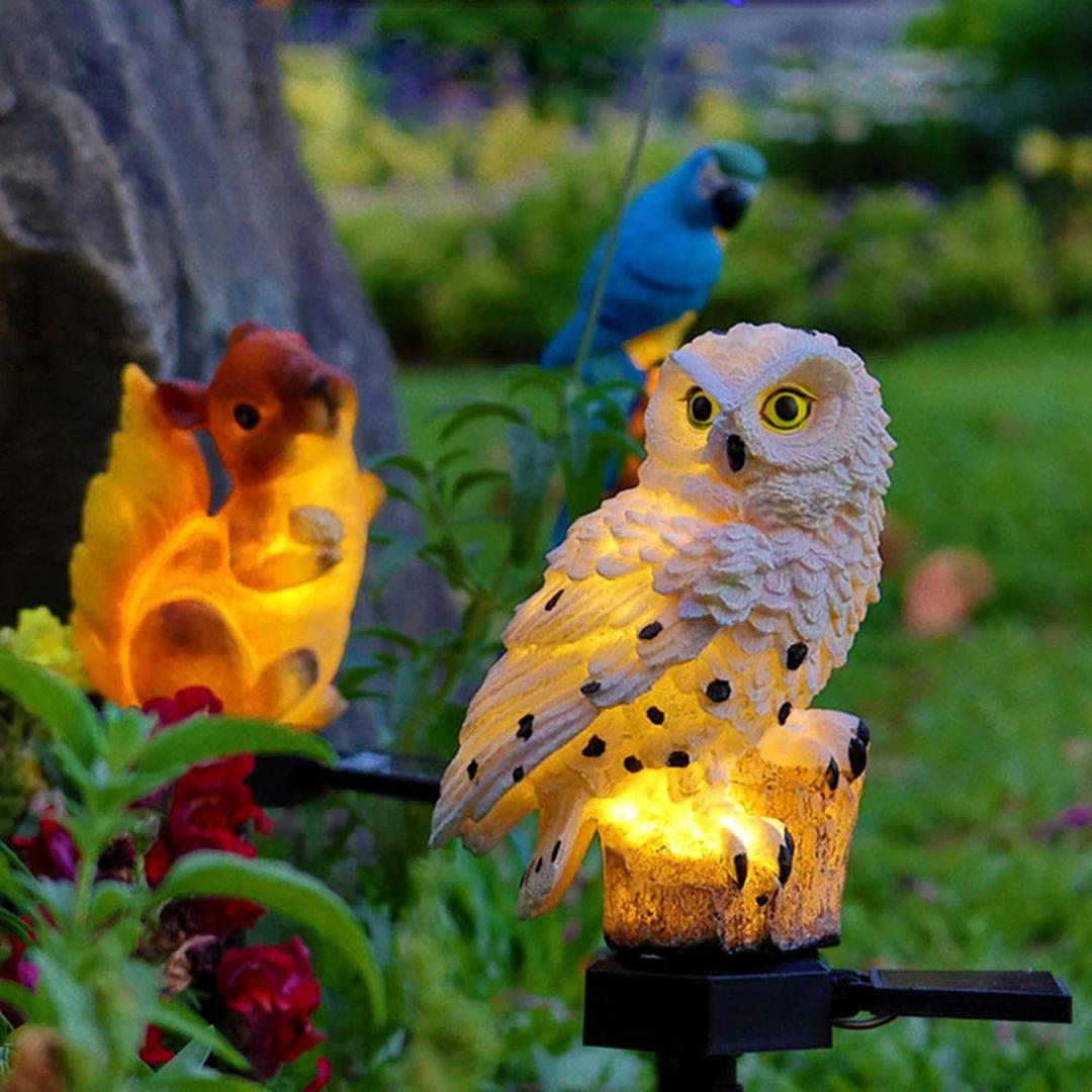 Zewnętrzna Solarna Lampa LED W Kształcie Sowy – widok produktu 4 | Nuvira Home