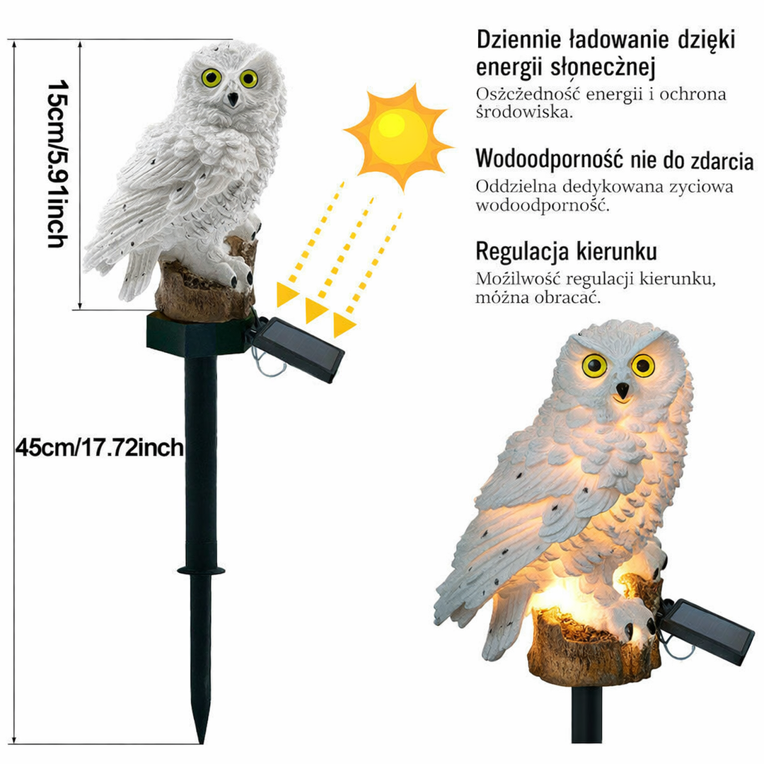 Zewnętrzna Solarna Lampa LED W Kształcie Sowy – widok produktu 9 | Nuvira Home