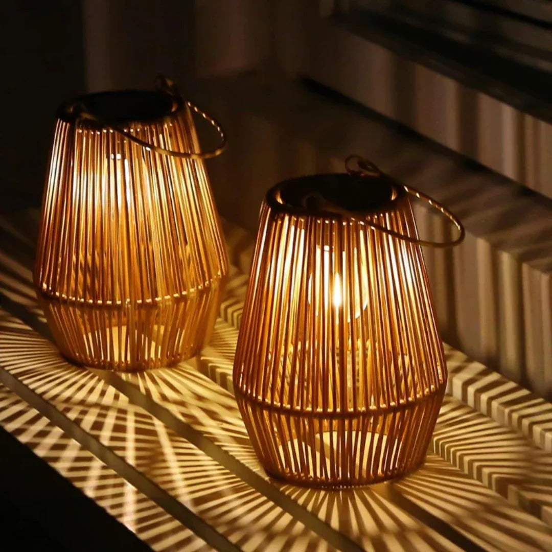 Zewnętrzna solarna pleciona lampa ogrodowa o dekoracyjnym świetle – widok produktu 5 | Nuvira Home