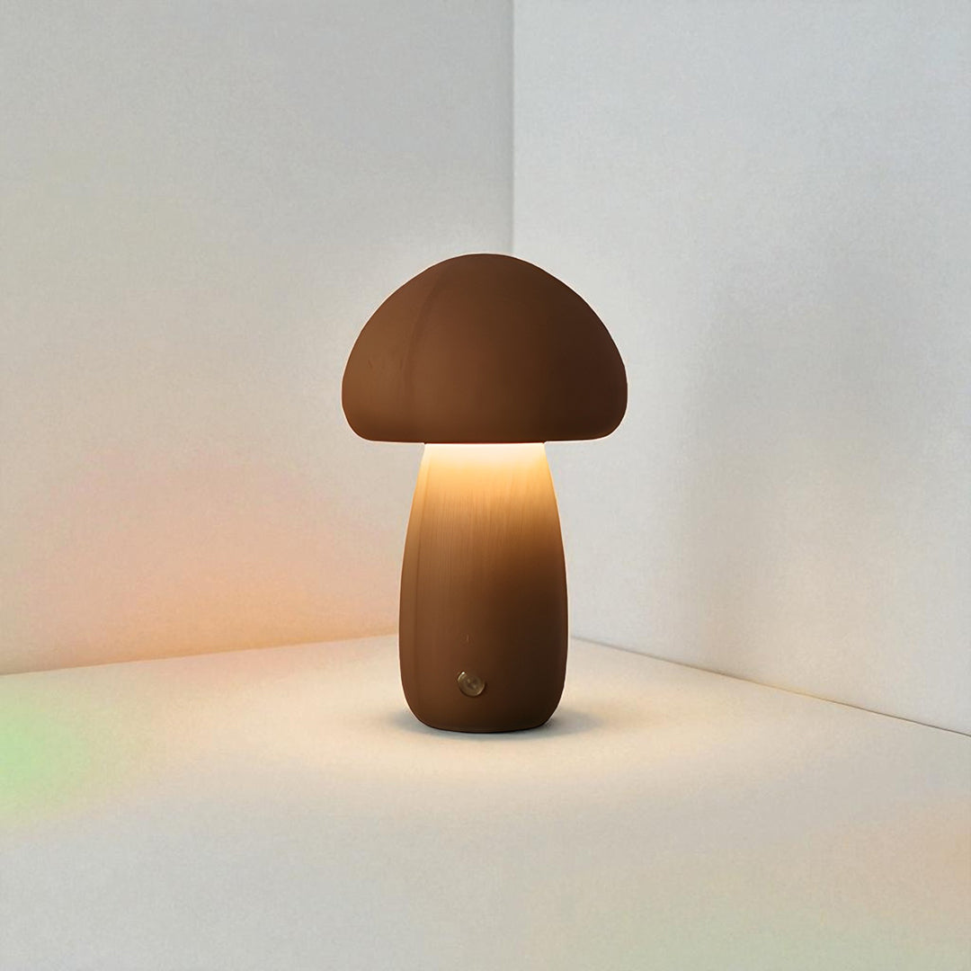 Bezprzewodowa Drewniana Lampa Stołowa | Design Grzybek