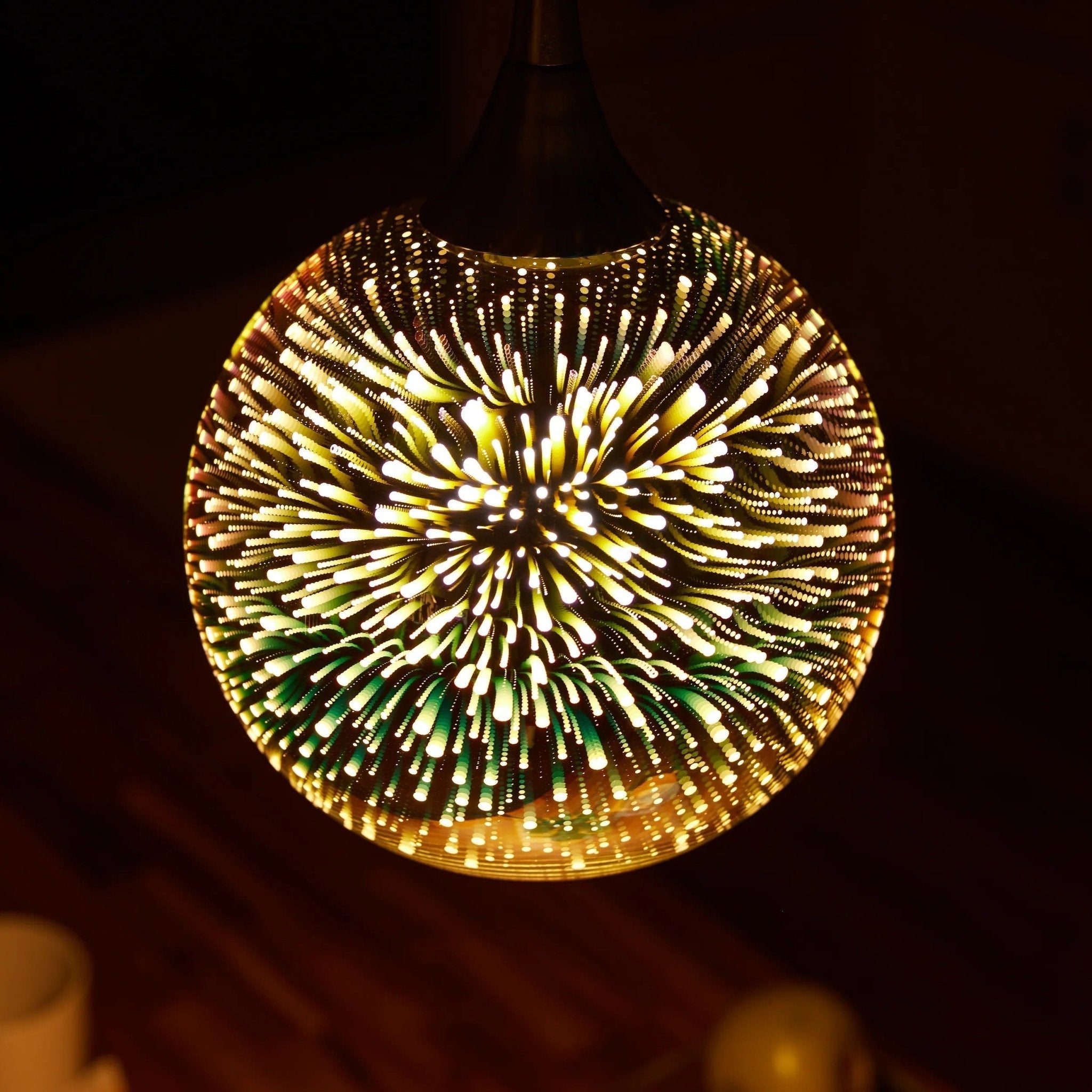 Lampa Wisząca ze Szklanym Kloszem 3D w Efekcie Fajerwerków