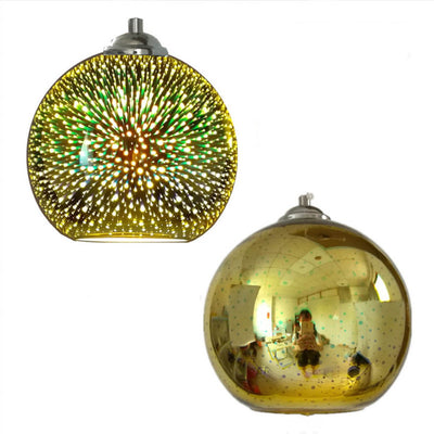Lampa Wisząca ze Szklanym Kloszem 3D w Efekcie Fajerwerków
