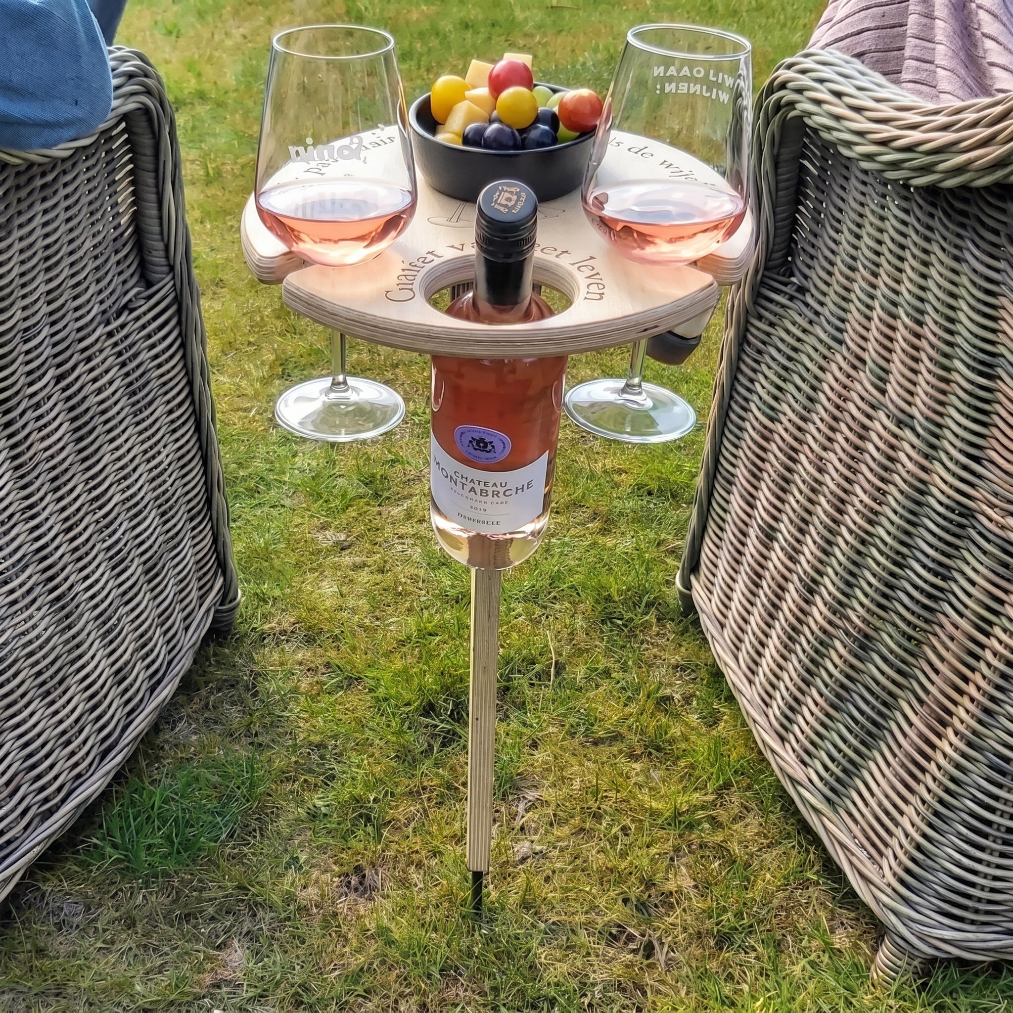Składany Stolik na Wino ze Szpikulcem do Gruntu, na Piknik