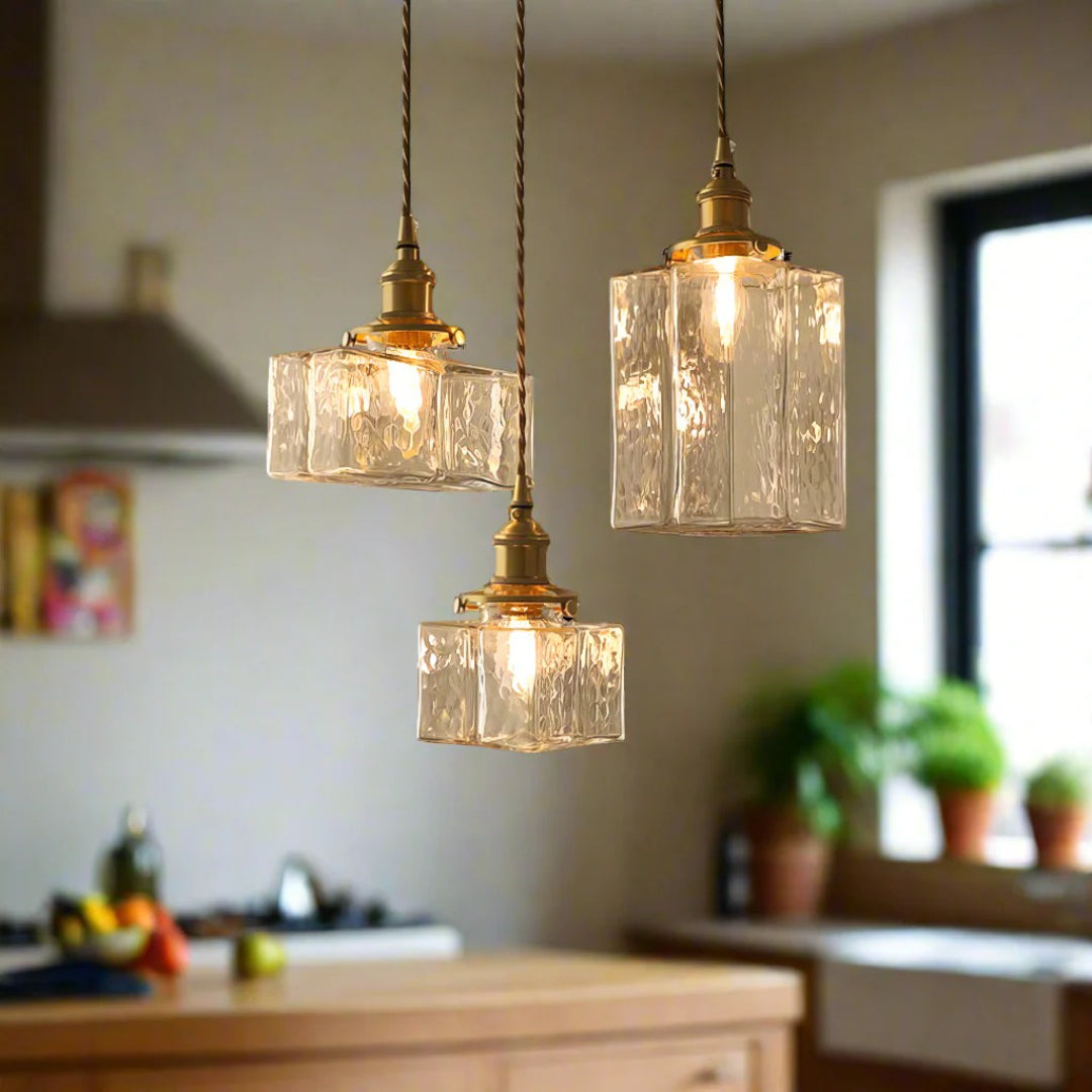 Vintage szklana lampa wisząca w stylu retro