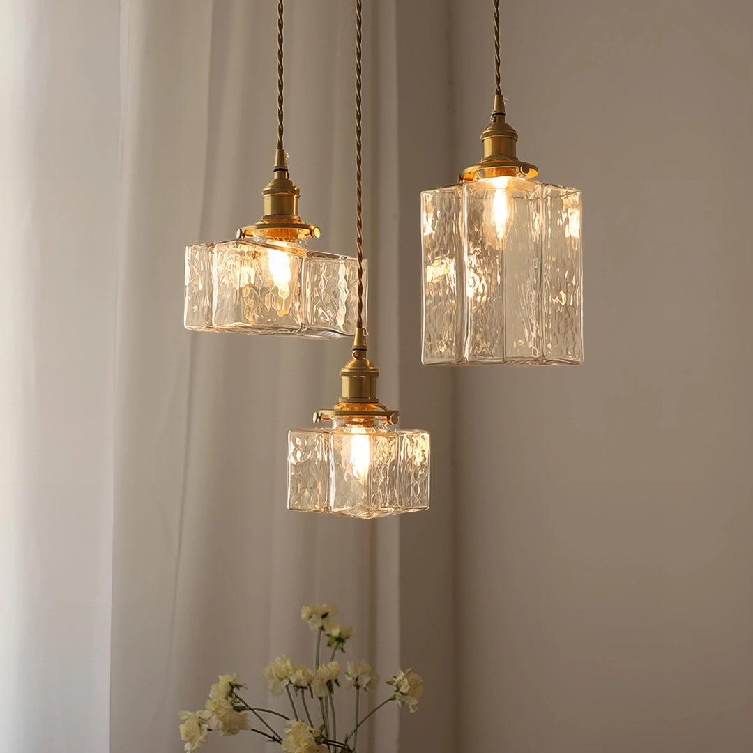 Vintage szklana lampa wisząca w stylu retro