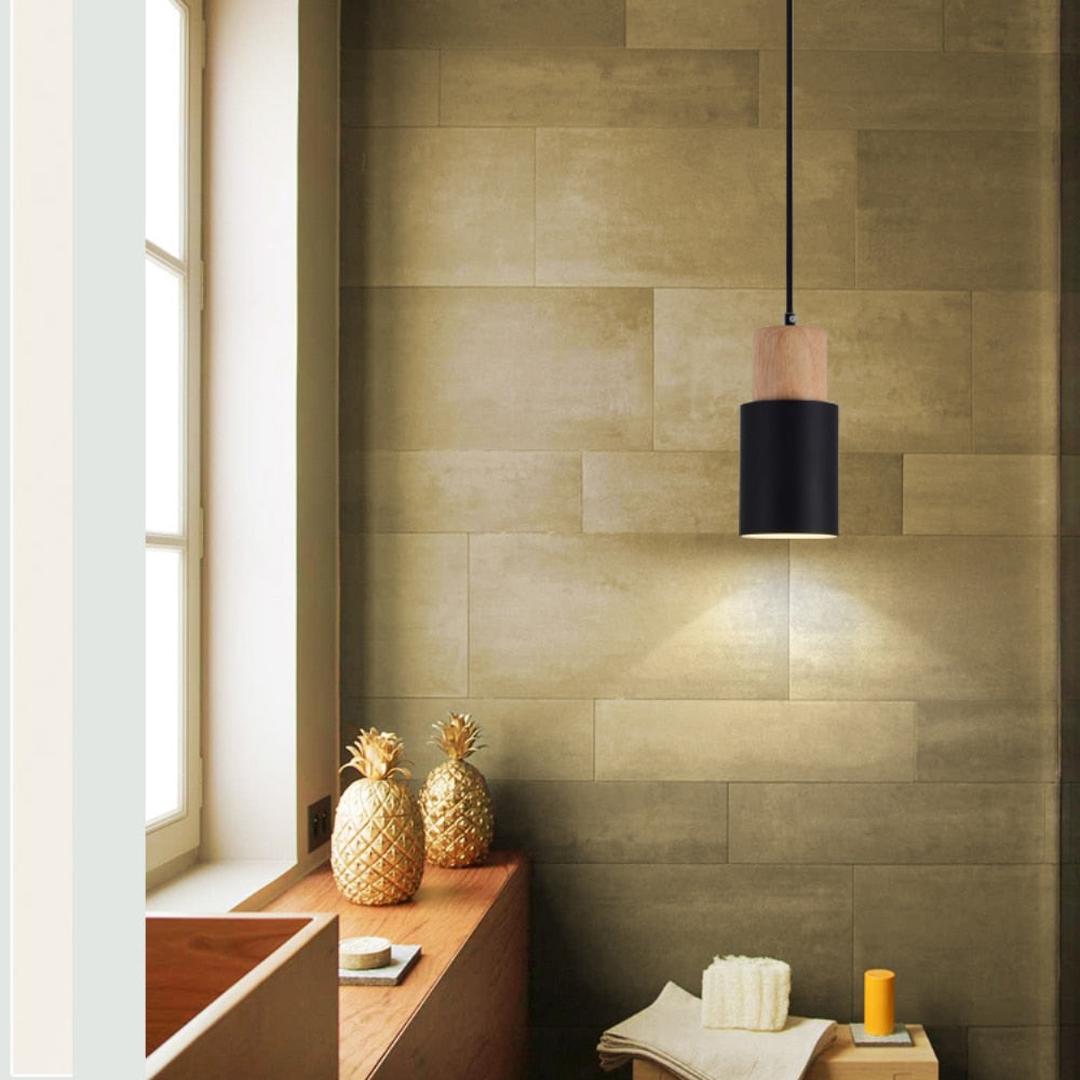 Lampa Wisząca Nordic Home | Drewniana Podstawa