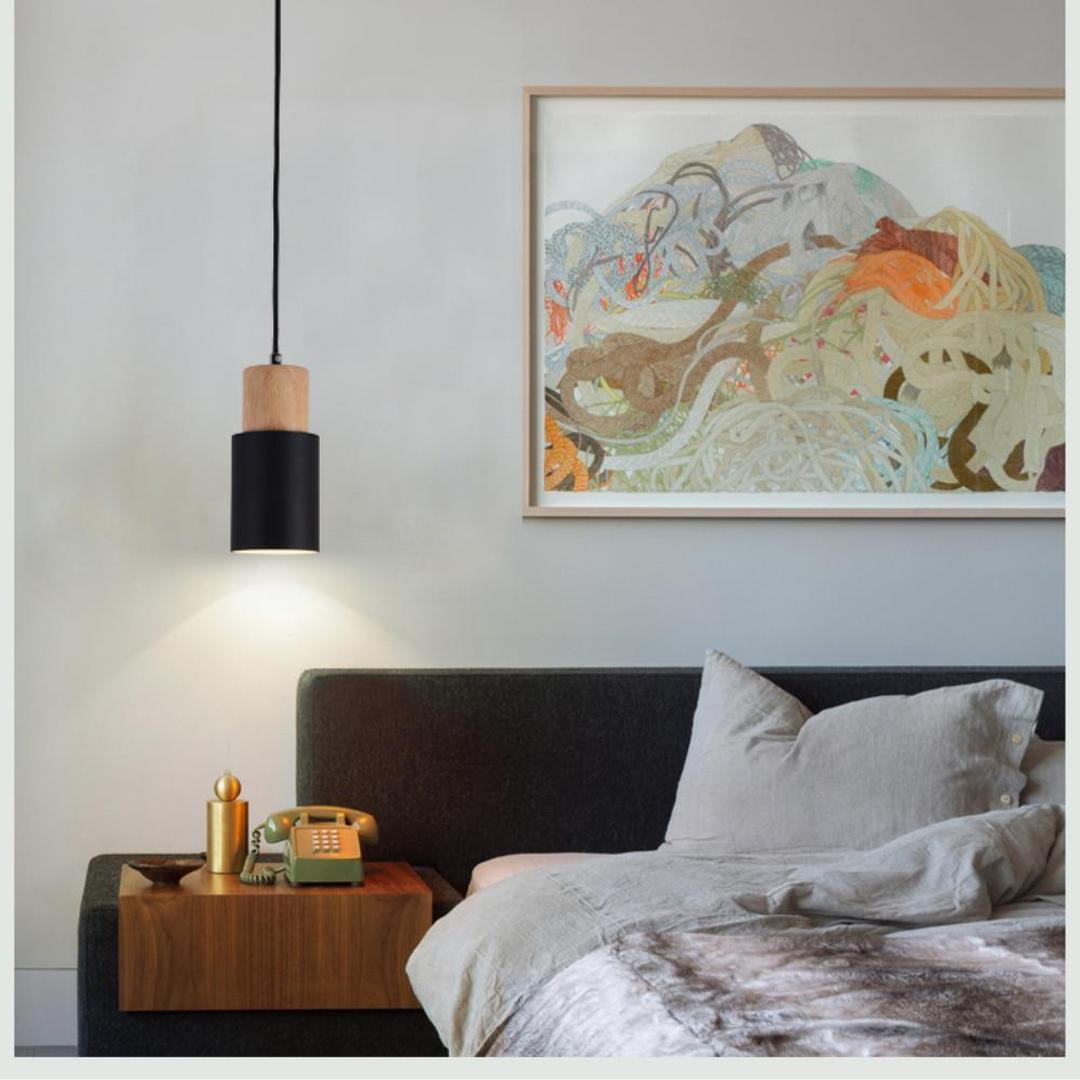 Lampa Wisząca Nordic Home | Drewniana Podstawa
