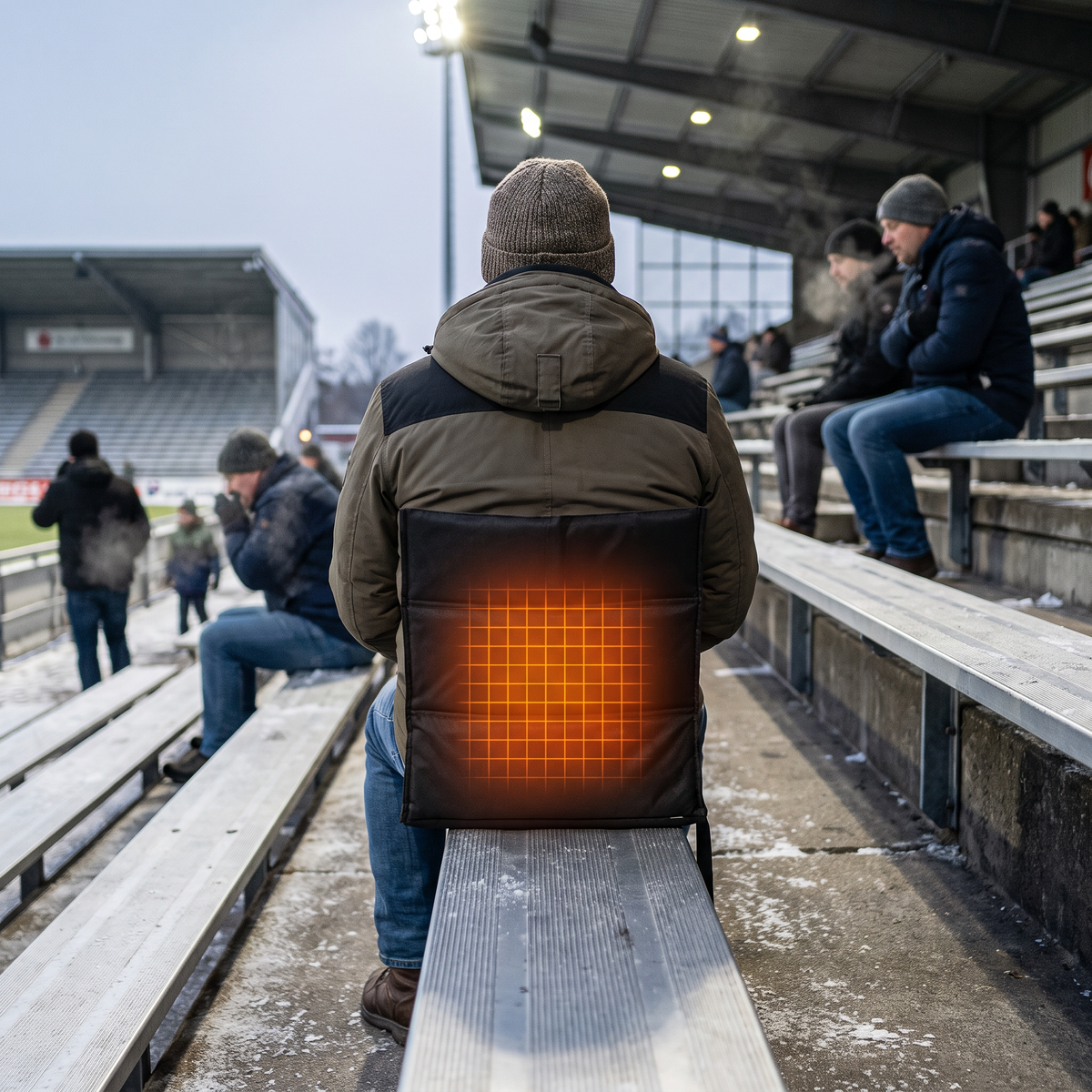 Składane Podgrzewane Siedzisko z Oparciem USB, na Stadion i Wędkowanie