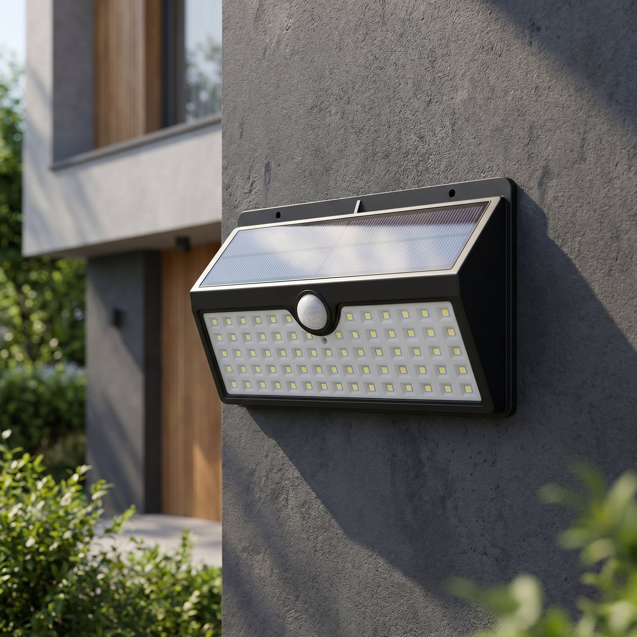 Solarny Kinkiet Zewnętrzny LED z Czujnikiem Ruchu, Szeroki Kąt Świecenia